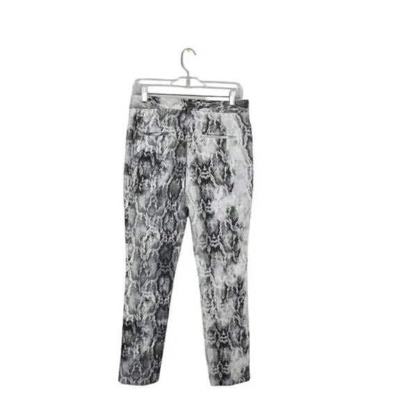 Zara Faux Snakeskin Pants Ankle Trousers Gray White Size Small - Picture 12 of 16